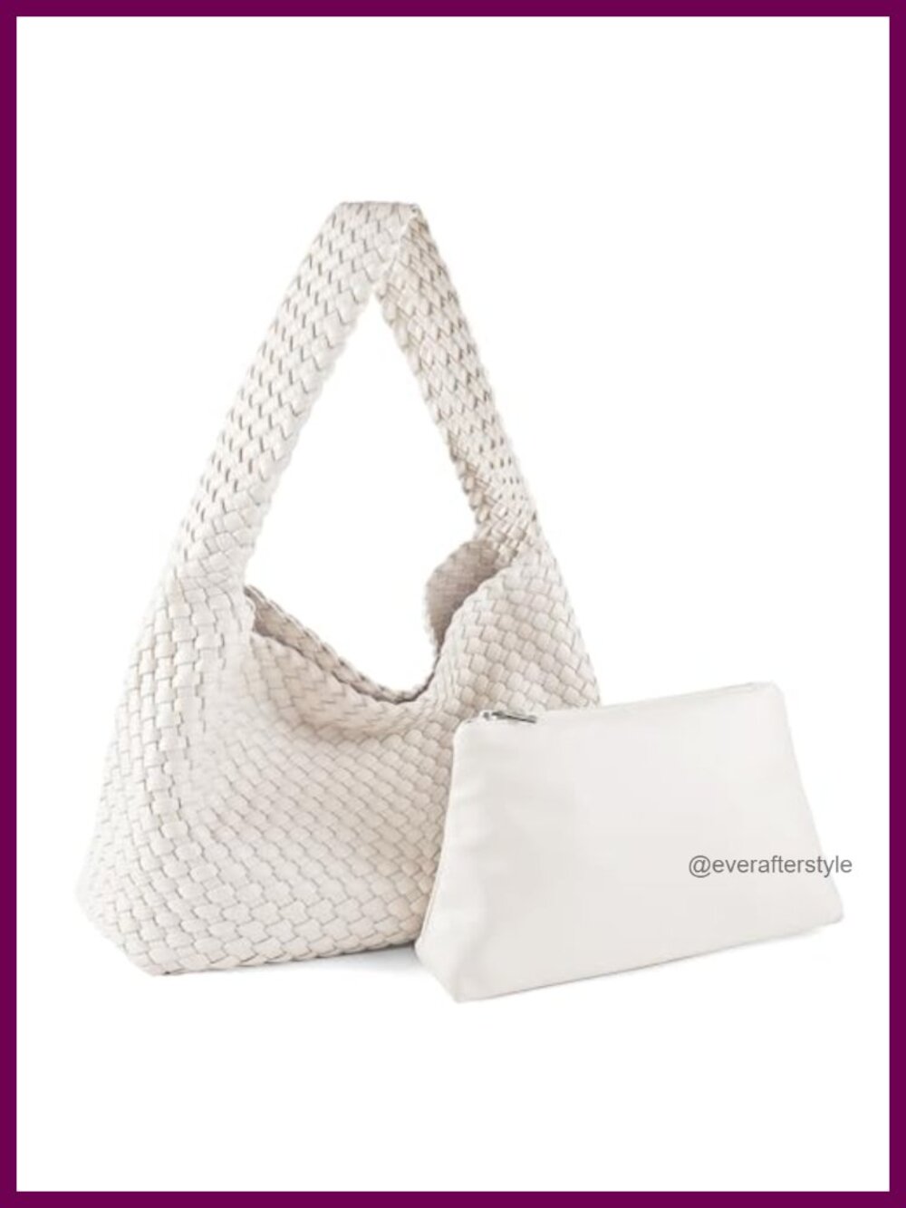 Vegan Leather Woven Hobo Tote Bag with Pouch Lightweight Womens